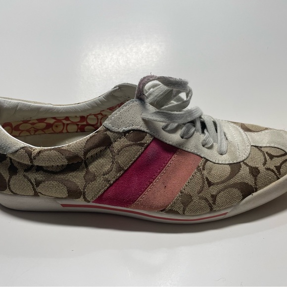 Coach Signature Pink Stripe Sneakers – Women’s – Classic “C” Logo - Picture 12 of 12